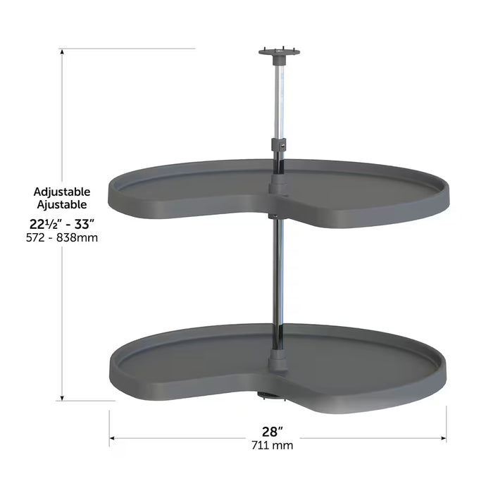 Richelieu Two-Shelf 3/4-Circle Lazy Susan Storage Trays For Base Corner Kitchen Cabinet Organization, Graphite (New)