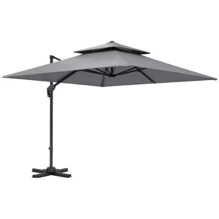 Outsunny 10 ft. x 10 ft. Cantilever Patio Umbrella, Light Grey