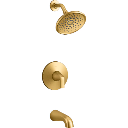 Kohler Cursiva Single-Handle 3-Spray Tub and Shower Faucet in Brushed Modern Brass