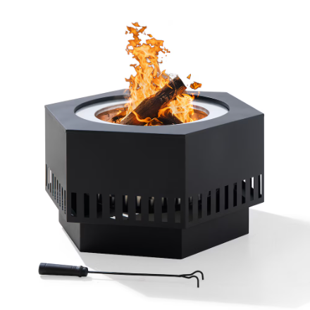 Sunjoy 28in.Halton V.2B Hexagonal Low Smoke Firepit