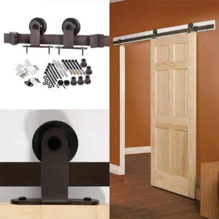 TRUporte Bronze Interior Barn Door Closet Top Hardware Track Kit
