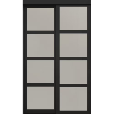 TRUporte MDF Frosted Glass Closet Sliding door (60-inch x 80.5-inch Black)