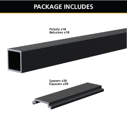Peak RailBlazers Aluminum Deck Railing - Pickets and Spacers - 6 ft. Matte Black (New)