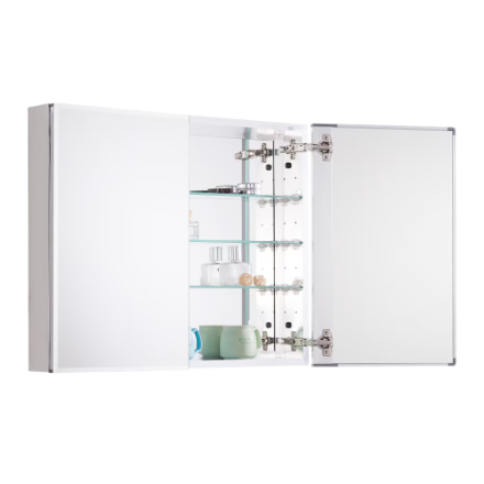 30 inch x 24 inch Silver Recessed or Surface Mount Medicine Cabinet with Bi-View Beveled Mirror (New)