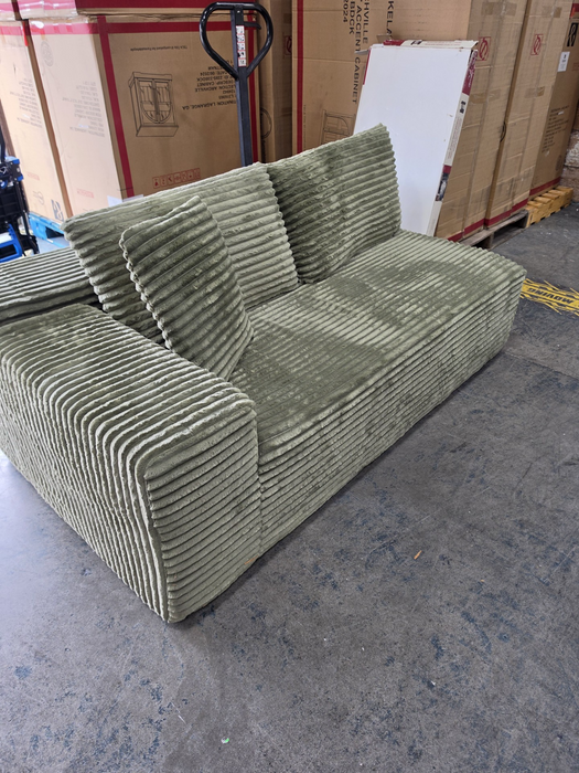 Cloudy Corduroy Couch, No Assembly Required, Modern Corduroy Sofa With Deep Seat, Upholstered Couch For Living Room Bedroom - Upholstery Material Olive Green Corduroy, Orientation Left Hand Facing - UP-ELI-2L-OG
