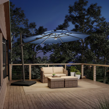 11 ft Illuminated Offset Patio Umbrella
