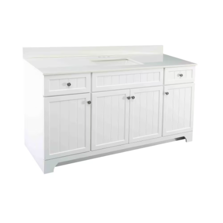 60-inch W Vanity with White Engineered Stone Top