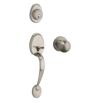 Weiser Safe Lock Daytona x Regina Satin Nickel Exterior Door Handle Set/Entry Door Lock with Key
