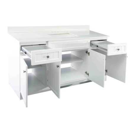 60-inch W Vanity with White Engineered Stone Top