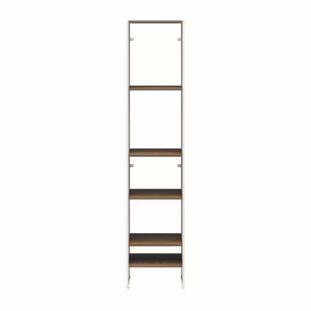 Reach-In Closet Organizer Tower Kit with Hanging Rods & 5 Shelves, White/Aged Oak. Fits Spaces 4 ft to 9 ft (Used)