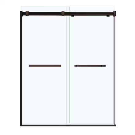 MAAX Duel 56 to 58.5" W x 70.5 to 74" H Frameless ByPass Sliding Shower Door in Dark Bronze (New)
