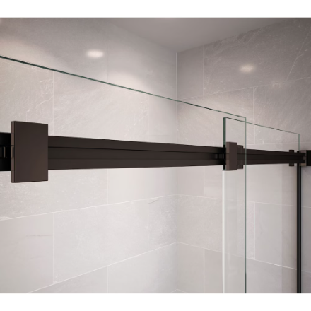MAAX Duel 56 to 58.5" W x 70.5 to 74" H Frameless ByPass Sliding Shower Door in Dark Bronze (New)