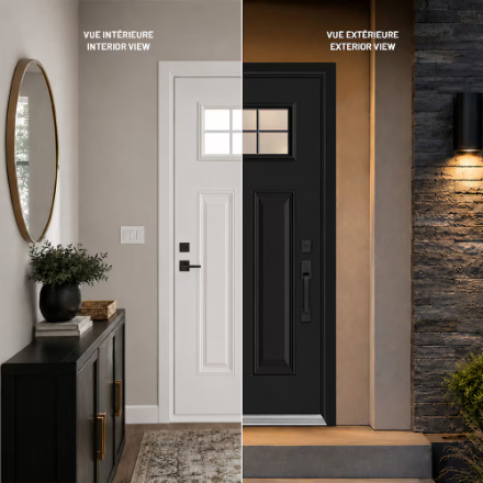 Dusco 32" x 80" x 4-5/8" Left-Hand Inswing Steel Prehung Front Door in Black