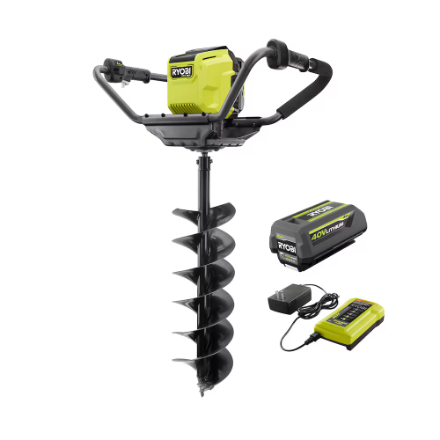 RYOBI 40V HP Brushless Earth Auger Kit with 8-inch Bit, 4.0Ah Battery and Charger