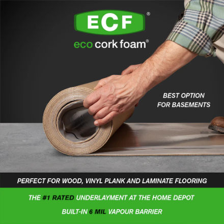 Eco Cork Foam 100 sq. ft. 40 in. x 30 ft. x 3.2 mm Waterproof Premium Plus 10-in-1 Underlayment-Vinyl Plank, Laminate, Engineered Wood