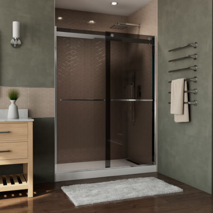 DreamLine Essence 56-60" H x 76" W H Semi-Frameless ByPass Sliding Shower Door in Chrome