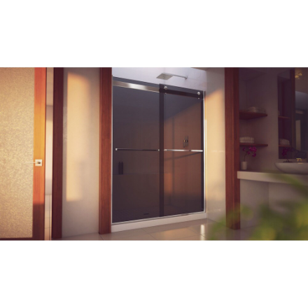 DreamLine Essence 56-60" H x 76" W H Semi-Frameless ByPass Sliding Shower Door in Chrome