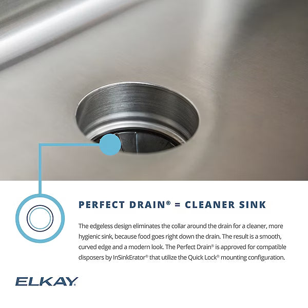 Elkay Stainless Steel 16" Single Bowl Undermount Sink with Perfect Drain (new)