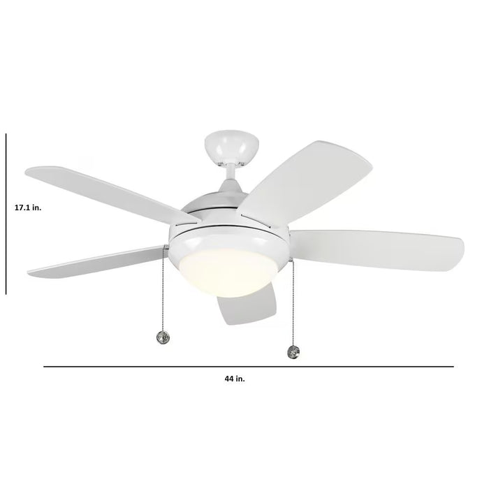 Generation Lighting Discus Classic 44 in. Integrated LED White Ceiling Fan with 3000K Light Kit (New)
