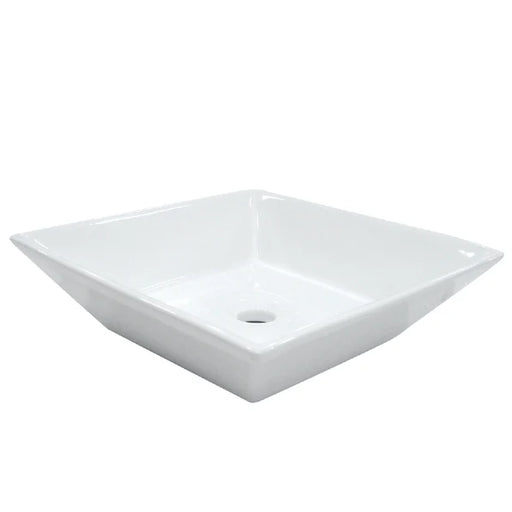 Kingston Brass Artisan EV4256 16-9/16 Inch Ceramic Square Vessel Sink, White