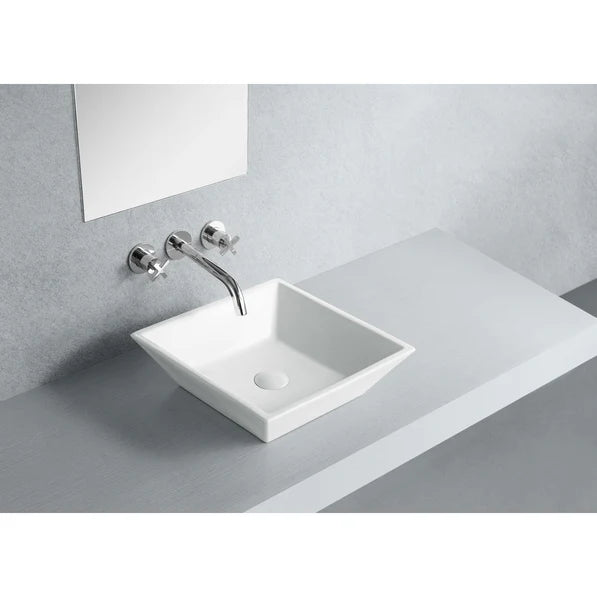 Kingston Brass Artisan EV4256 16-9/16 Inch Ceramic Square Vessel Sink, White