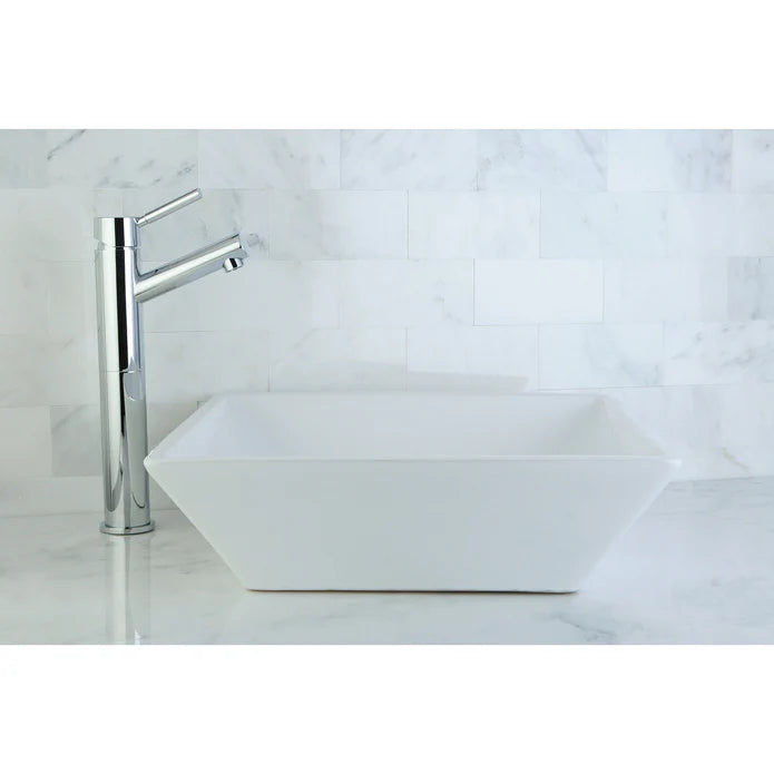 Kingston Brass Artisan EV4256 16-9/16 Inch Ceramic Square Vessel Sink, White