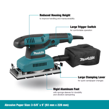 MAKITA 1/3" (1.7-amp) Sheet Finishing Sander with Dust Bag (120V)