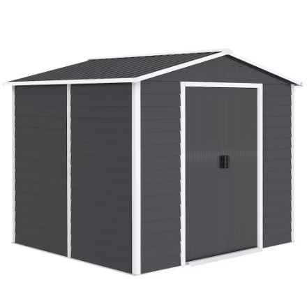 Outsunny 8' x 7' Outdoor Storage Shed Garden Shed w/ Lock in Dark Grey