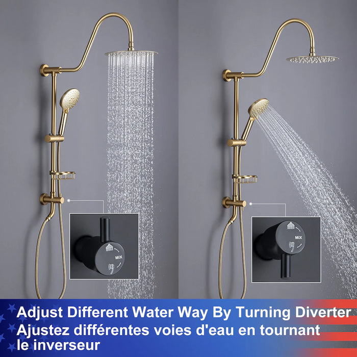 RAINLEX Single-Handle Complete Shower System with Handshower in Brushed Gold (New)