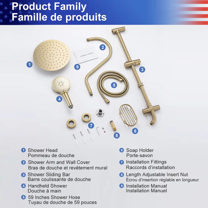 RAINLEX Single-Handle Complete Shower System with Handshower in Brushed Gold (New)