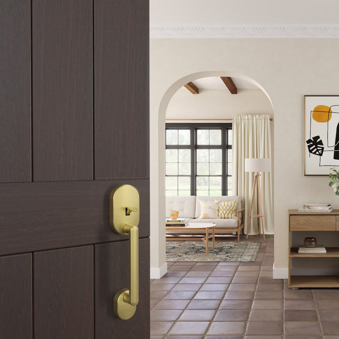 Schlage Remsen Lower Half Front Entry Exteior Door Handleset and Davlin Lever Satin Brass (NEW)