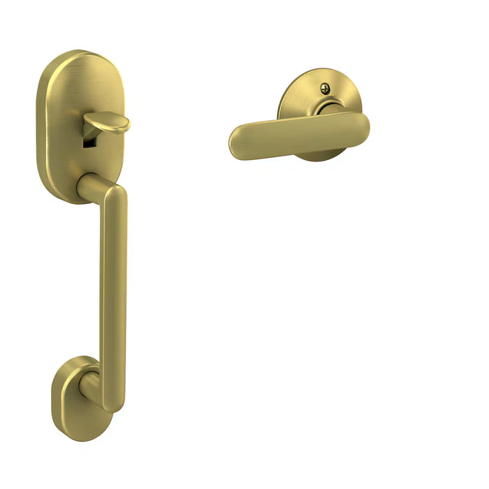 Schlage Remsen Lower Half Front Entry Exteior Door Handleset and Davlin Lever Satin Brass (NEW)