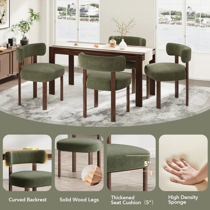 Upholstered Solid Wood Dining Chair Side Chair - Upholstery Colour Green - WF-DCW19-GN-FB