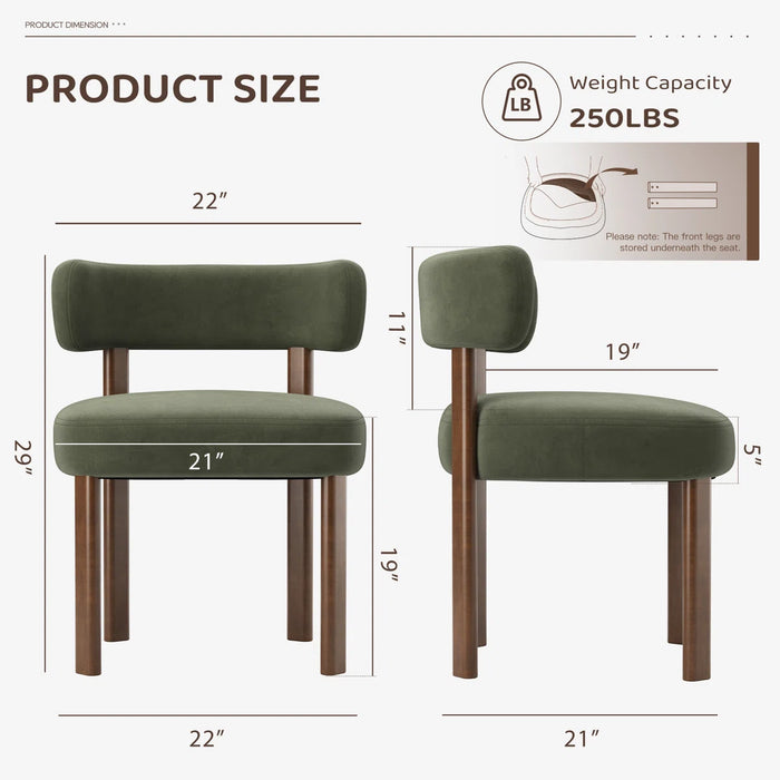 Upholstered Solid Wood Dining Chair Side Chair - Upholstery Colour Green - WF-DCW19-GN-FB