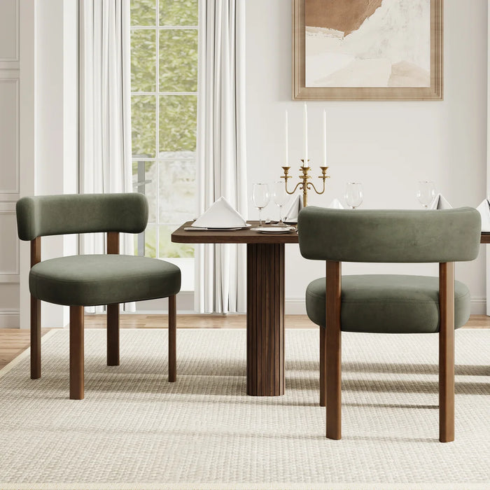 Upholstered Solid Wood Dining Chair Side Chair - Upholstery Colour Green - WF-DCW19-GN-FB