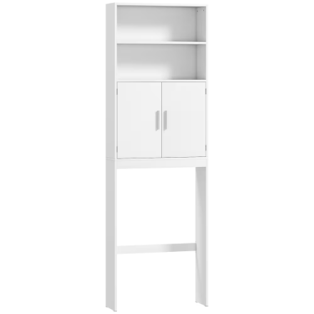 HOMCOM 77" H Over The Toilet Storage Cabinet with Adjustable Shelf in White