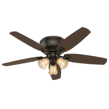 Hunter Builder 52 inch Low Profile Ceiling Fan in New Bronze with 3 Lights (New)