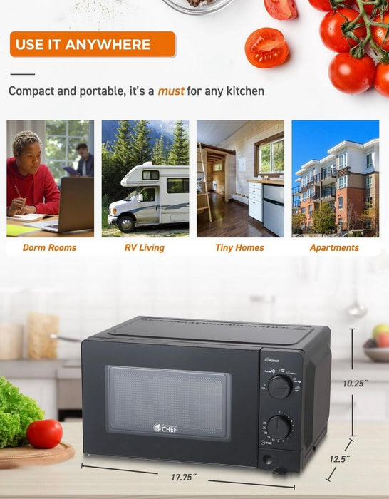 Commercial Chef 0.6 Cubic Foot Microwave with Rotary Controls (new)