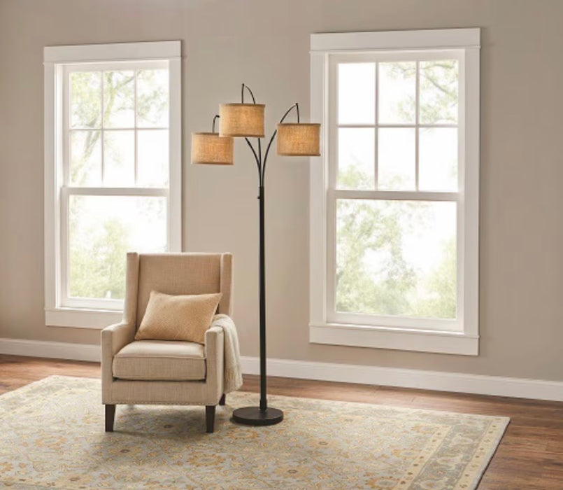 Hampton Bay 78" 3-Light Black Arched Floor Lamp (new)