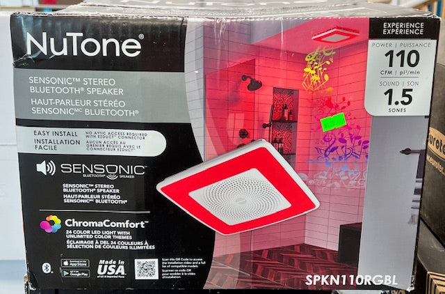 Broan-NuTone Sensonic Series 110 CFM Ceiling Bathroom Exhaust Fan with Speaker and Bluetooth Wireless Technology (new)