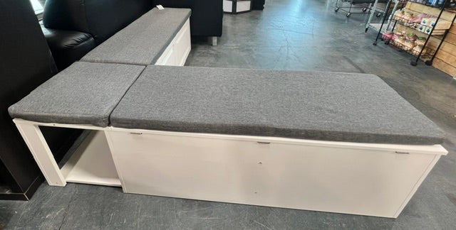 White Corner Storage Bench with Cushions (used)
