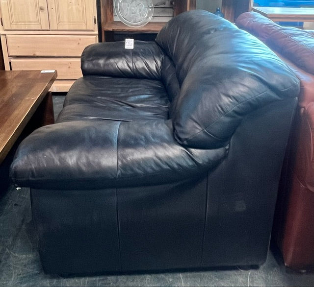 Black Leather Loveseat (used)