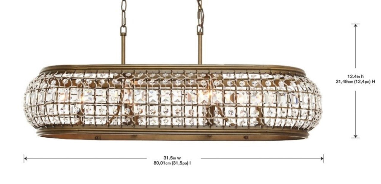Goldbach 6-Light Brass Island Pendant with Crystal Accented Shade (new)