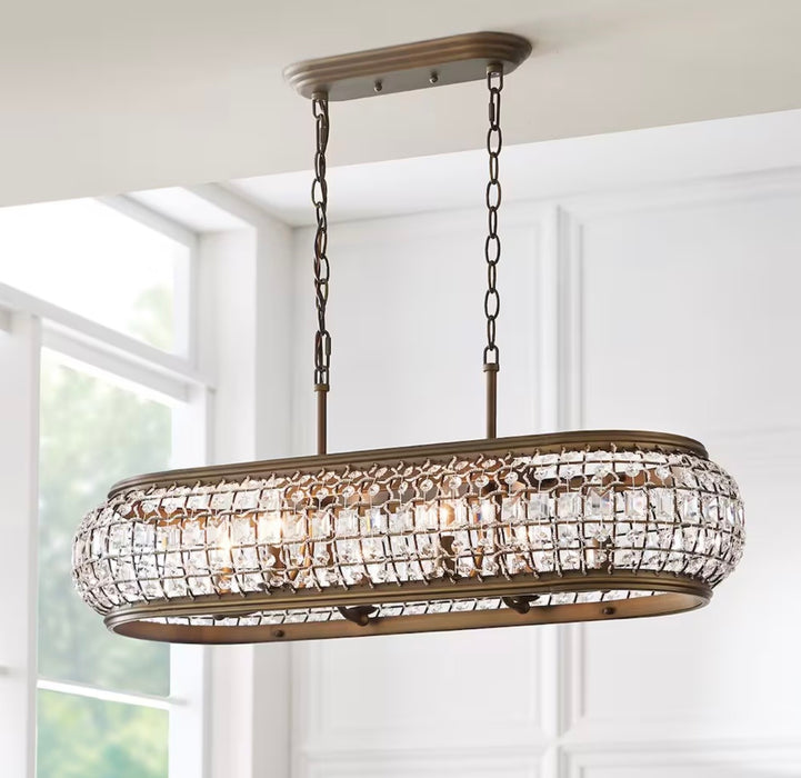 Goldbach 6-Light Brass Island Pendant with Crystal Accented Shade (new)