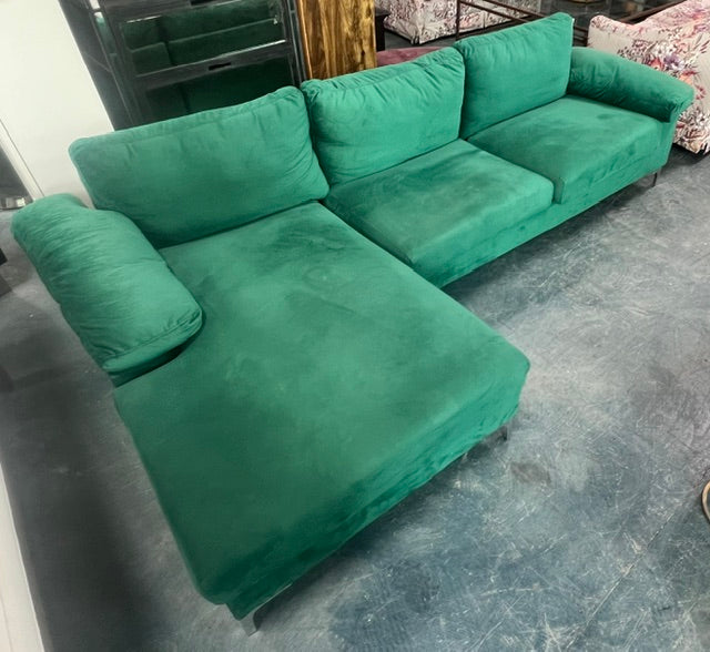 Green Fabric Sectional (used)