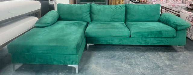 Green Fabric Sectional (used)