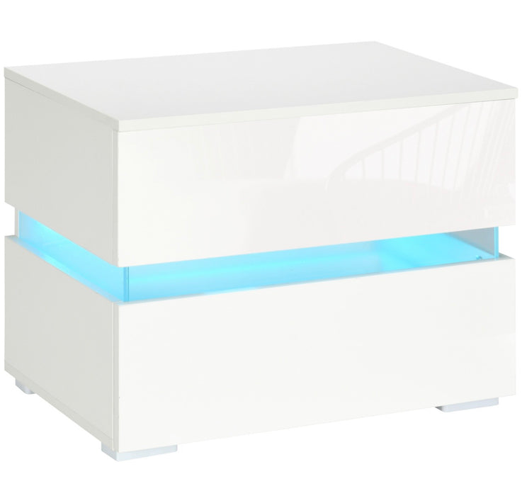 HOMCOM Modern Nightstand with 2 High Gloss Drawers RGB LED Lights (new)