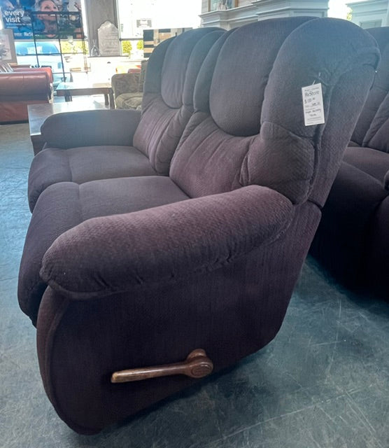 Dark Purple Fabric Reclining Loveseat (used)