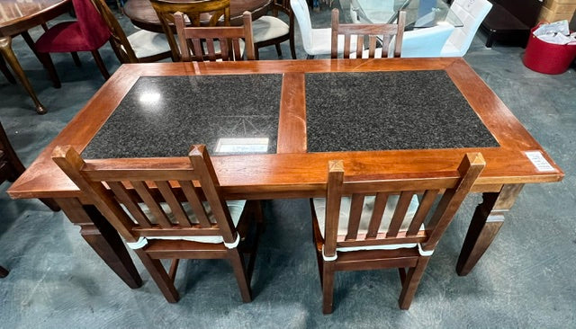 Brown Wooden Dining Set with Four Chairs (used)