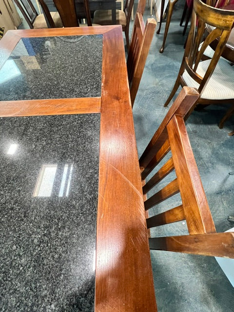 Brown Wooden Dining Set with Four Chairs (used)